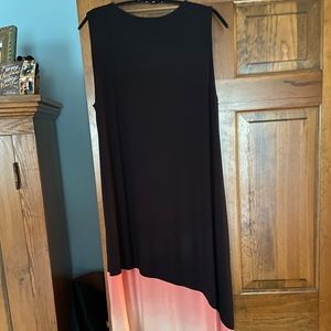 NWOT Tribal sleeveless dress, size large. Black with coral hem.